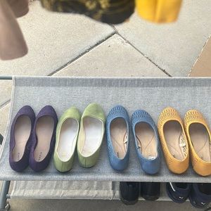 Purple , avocado green, blue , mustard color flats              Asking 10$ EACH